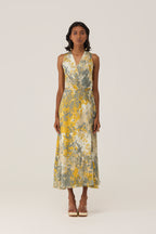 Gold Autumn Sleeveless Wrap Dress