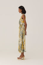 Gold Autumn Sleeveless Wrap Dress