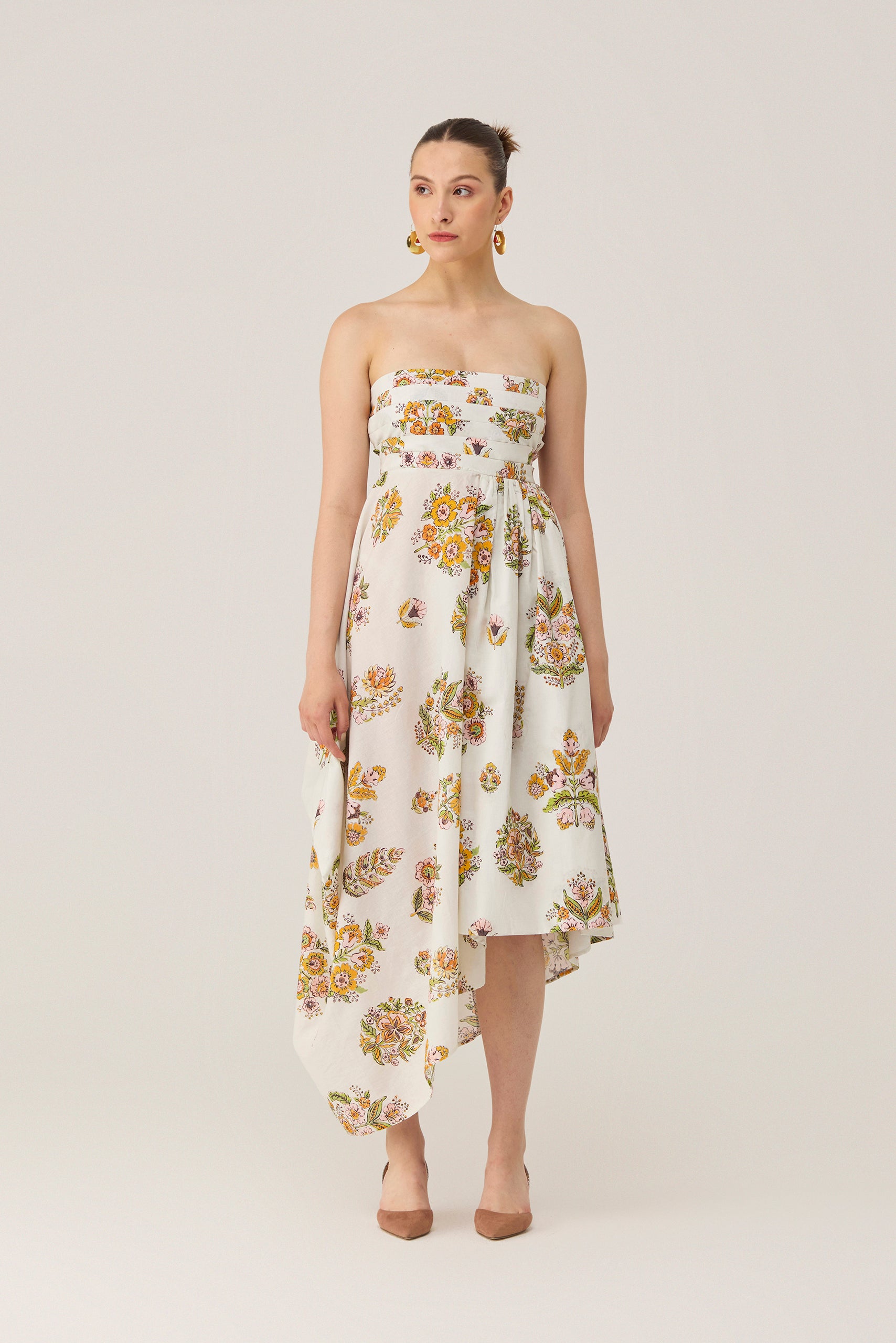 Botanical Bliss Pleated Midi Dress