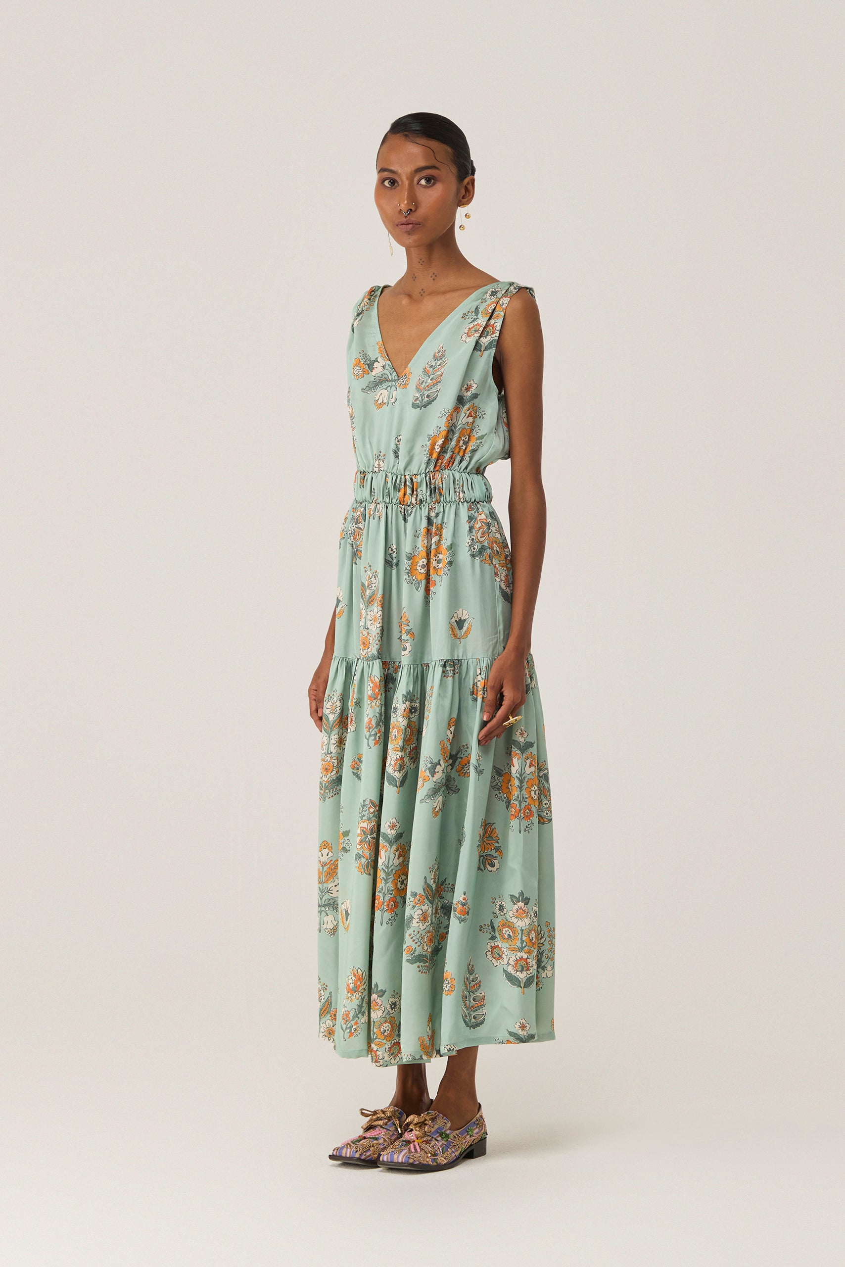 Botanical Block Maxi Dress