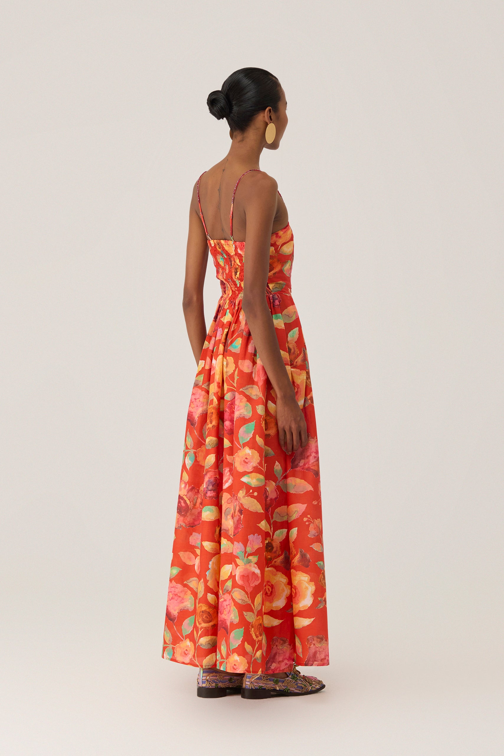 Watercolour Rose Beaded Maxi Dress