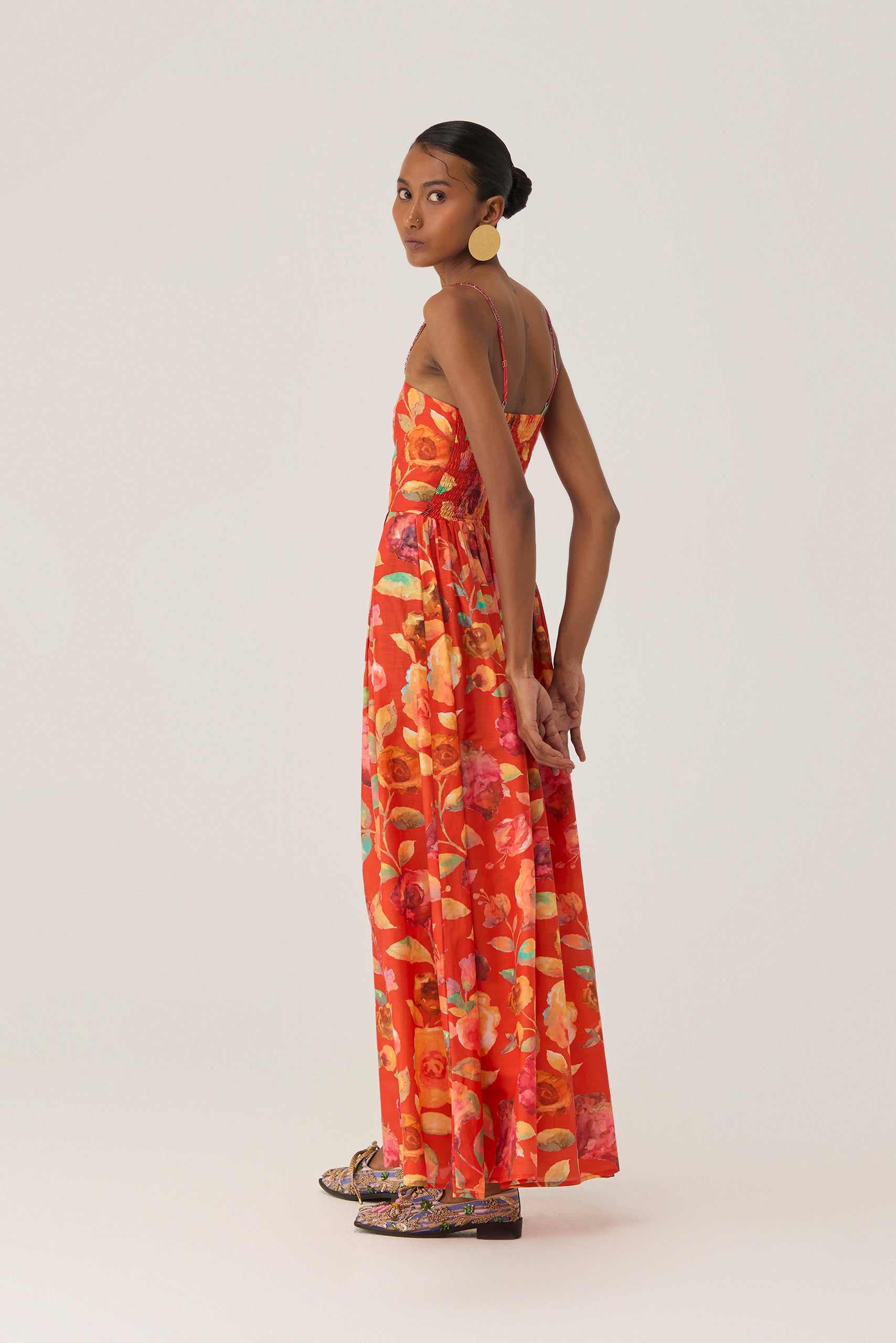 Watercolour Rose Beaded Maxi Dress