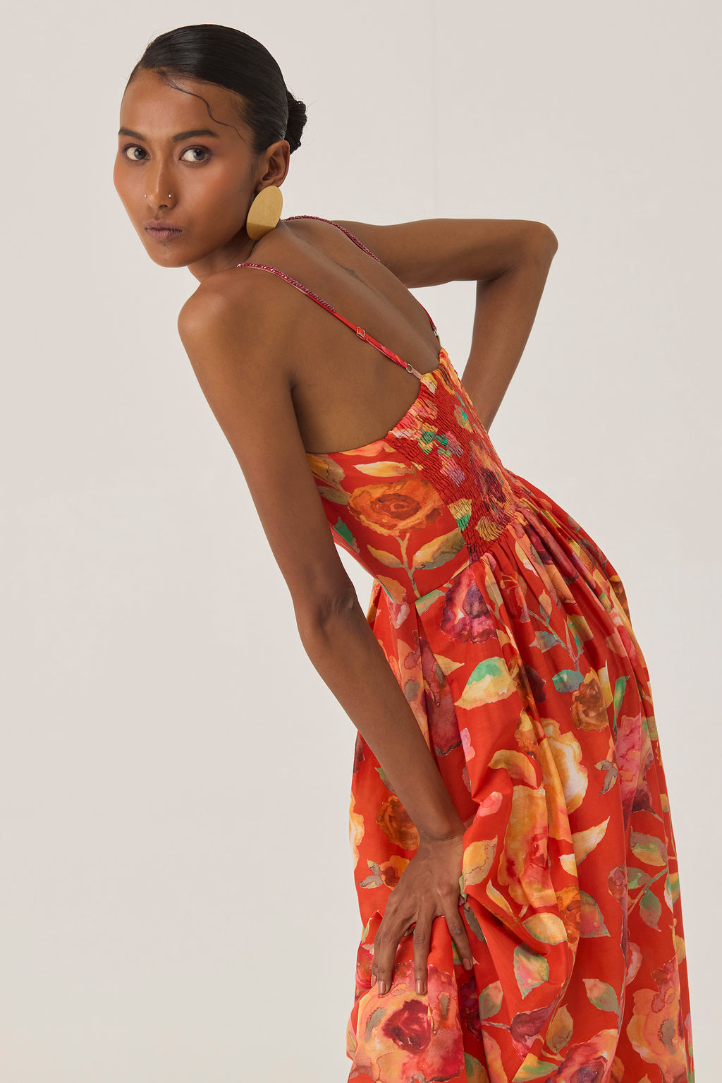 Watercolour Rose Beaded Maxi Dress