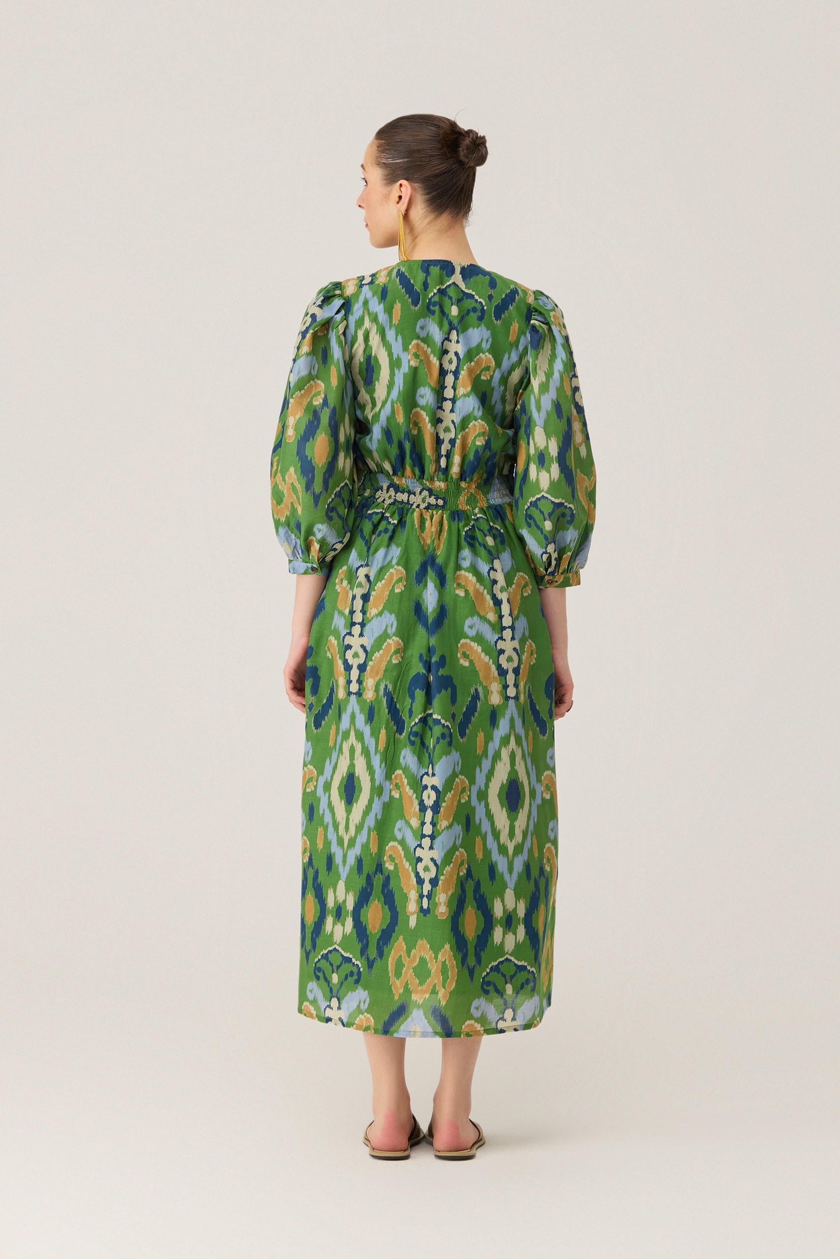Empire Ikat Embroidered Dress