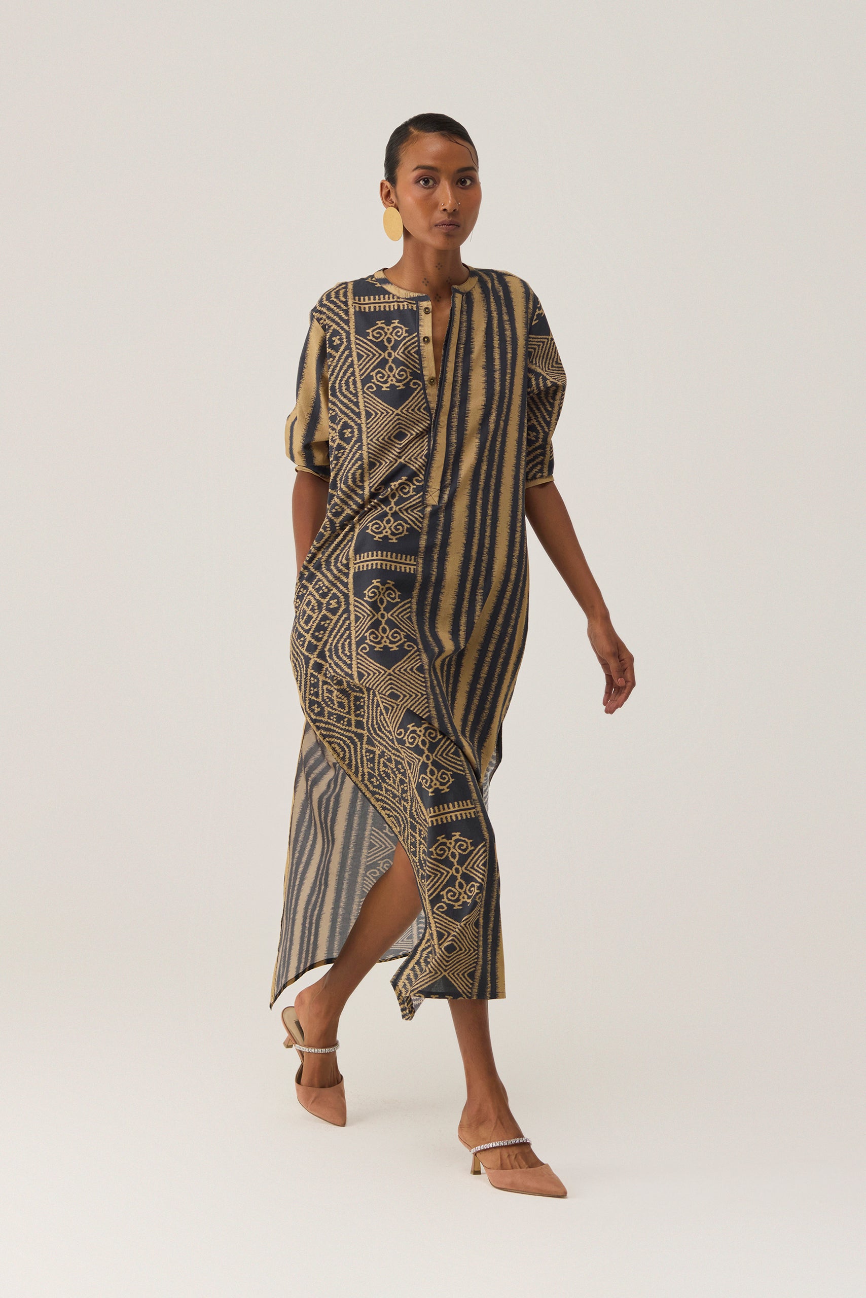 Linear Geometry Shirt Dress