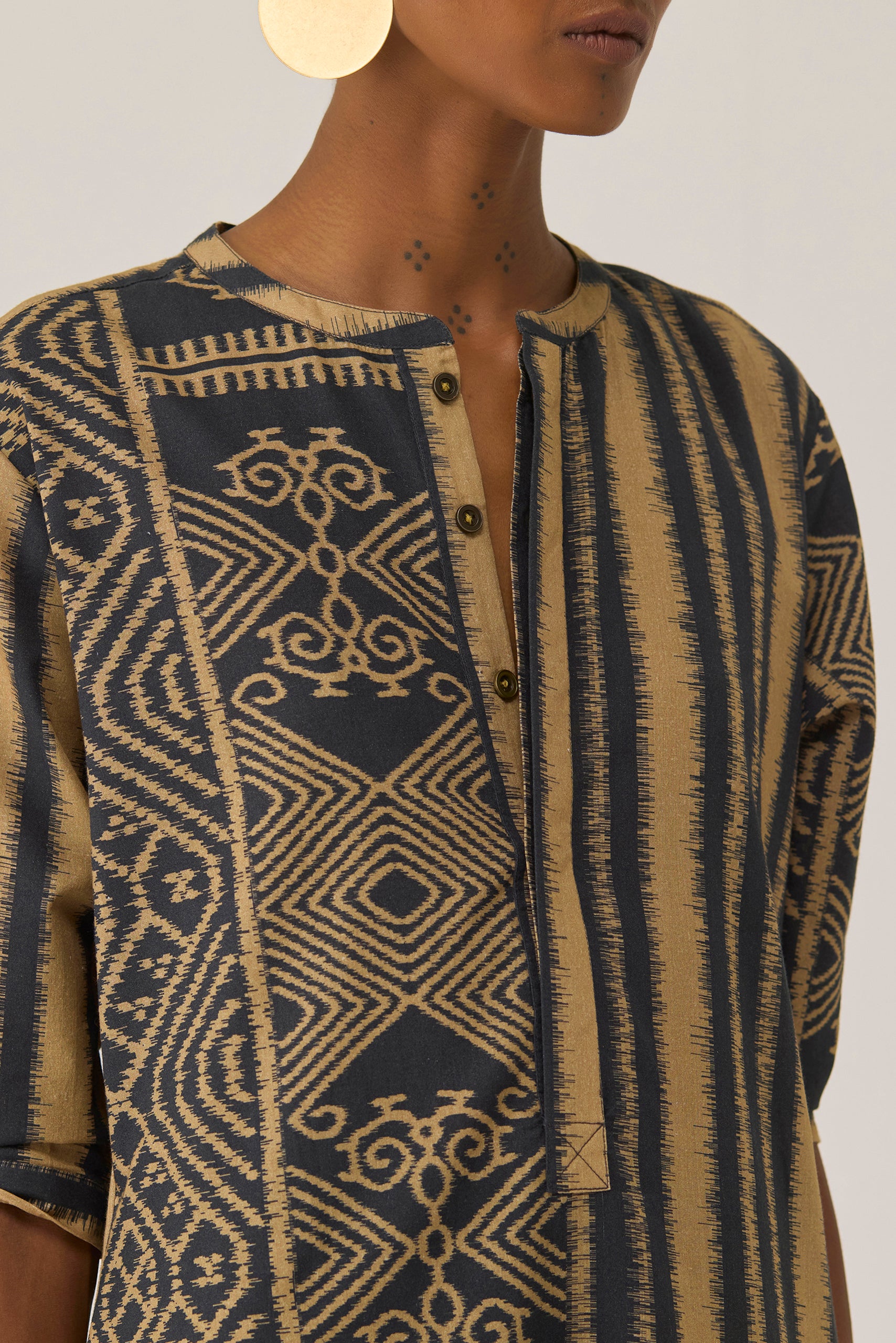 Linear Geometry Shirt Dress