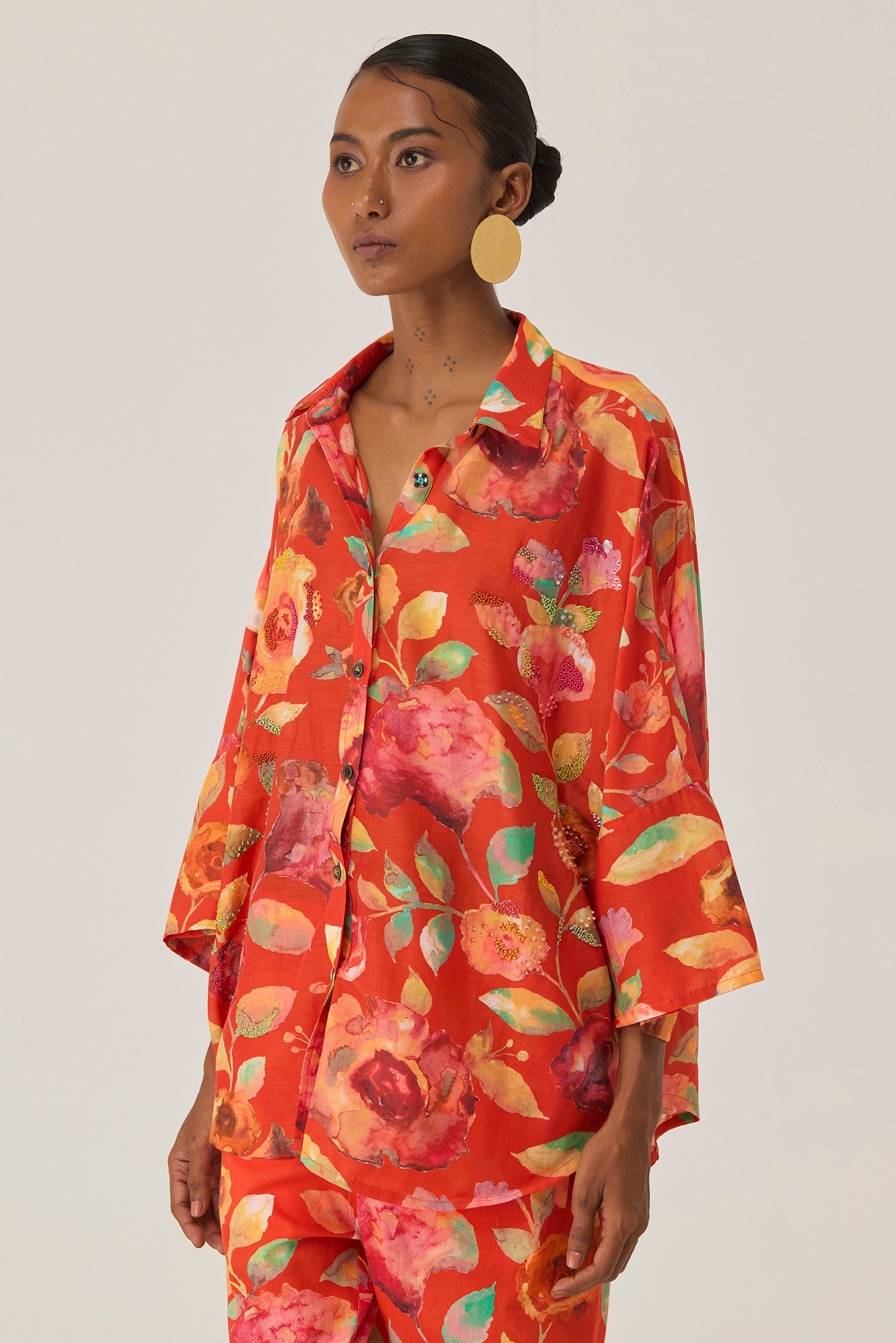 Watercolour Bloom Embroidered Shirt