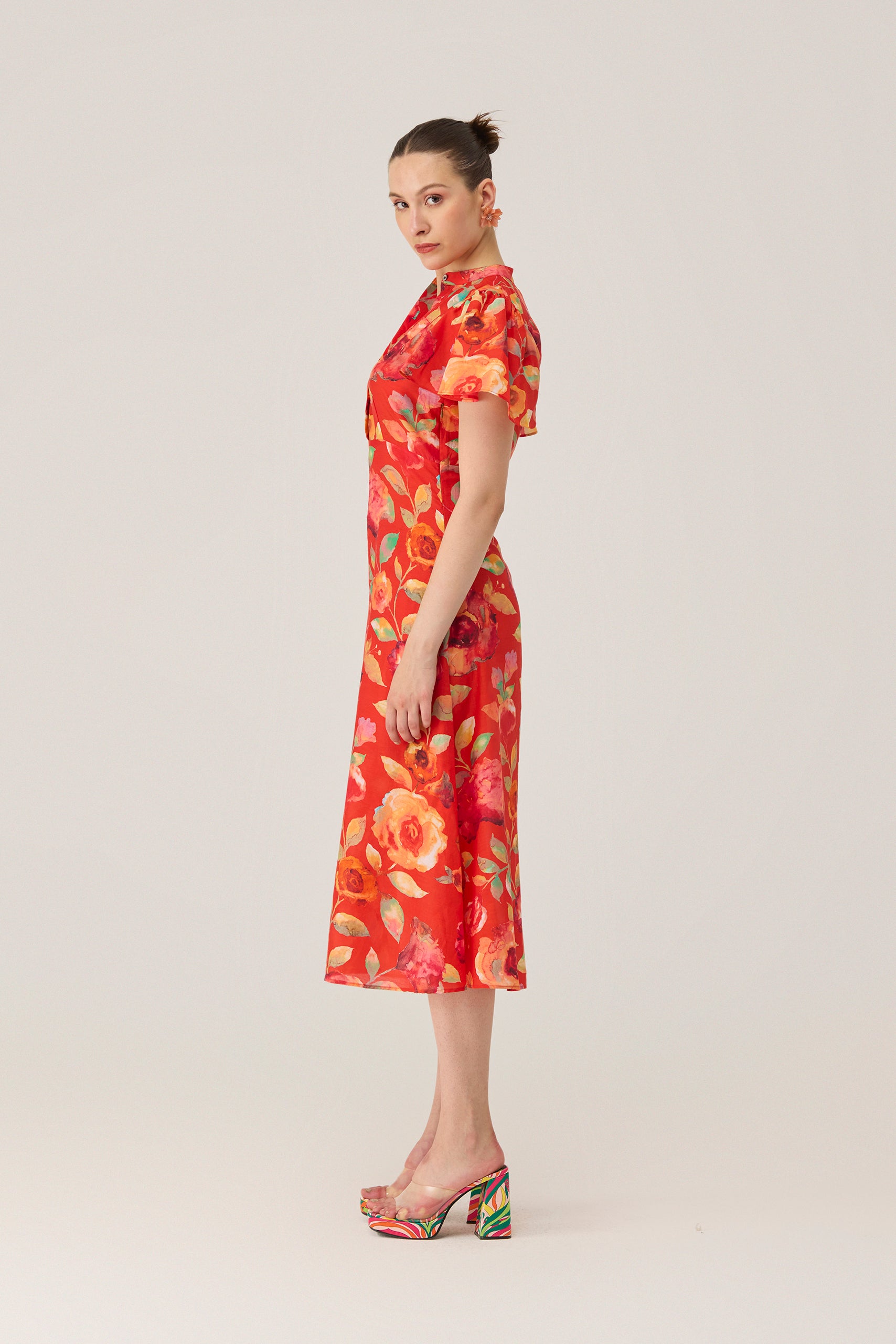 Watercolour Bloom Midi Dress