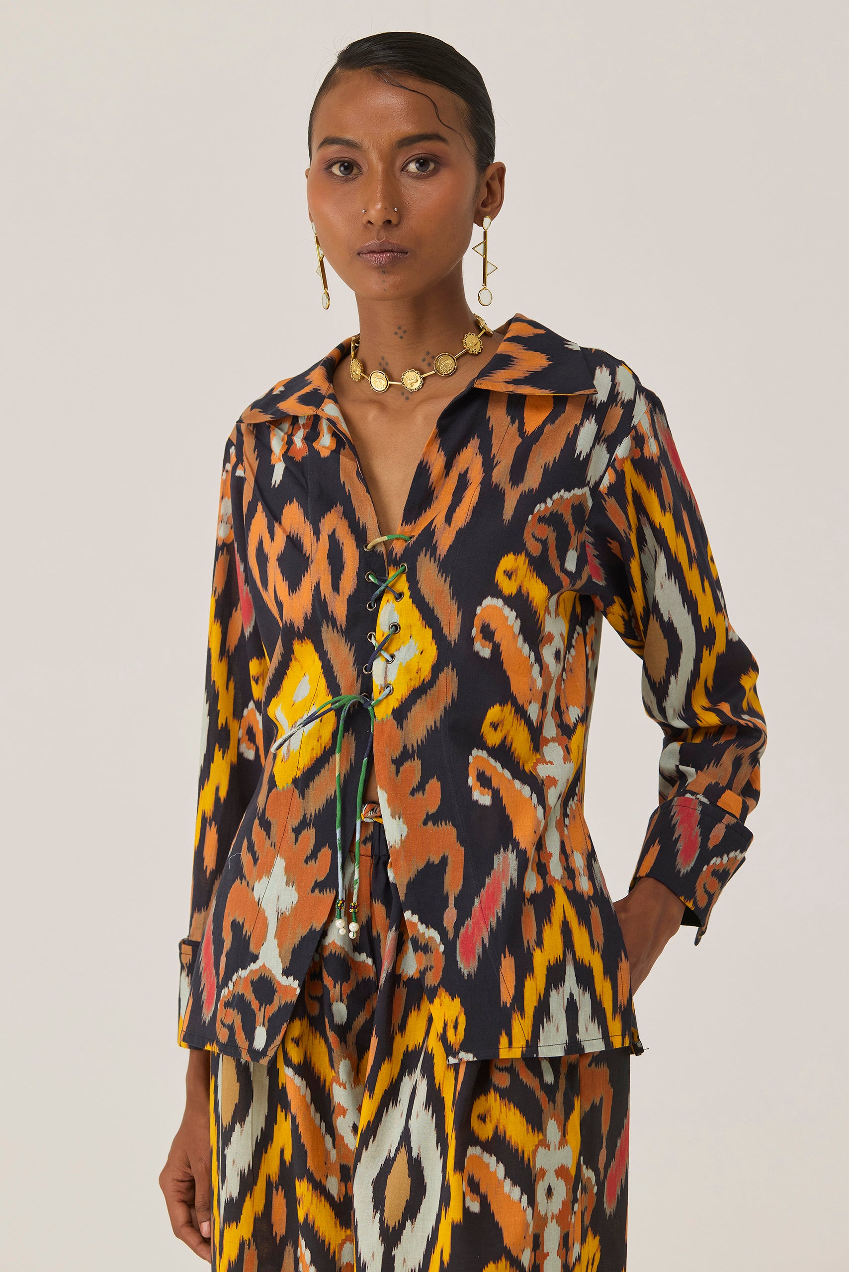 Sunset Ikat Grommet Top