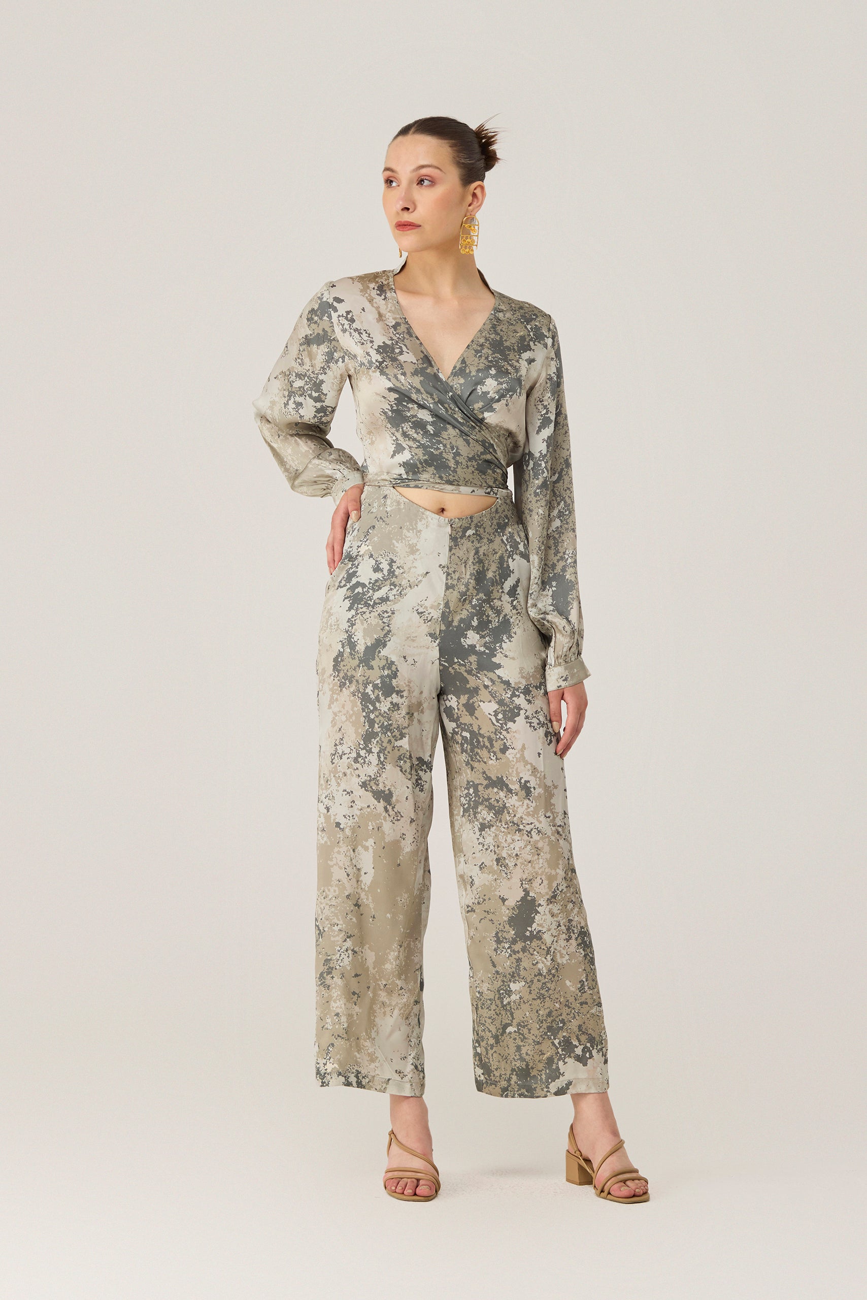 Sahara Dusk Wrap-Style Jumpsuit