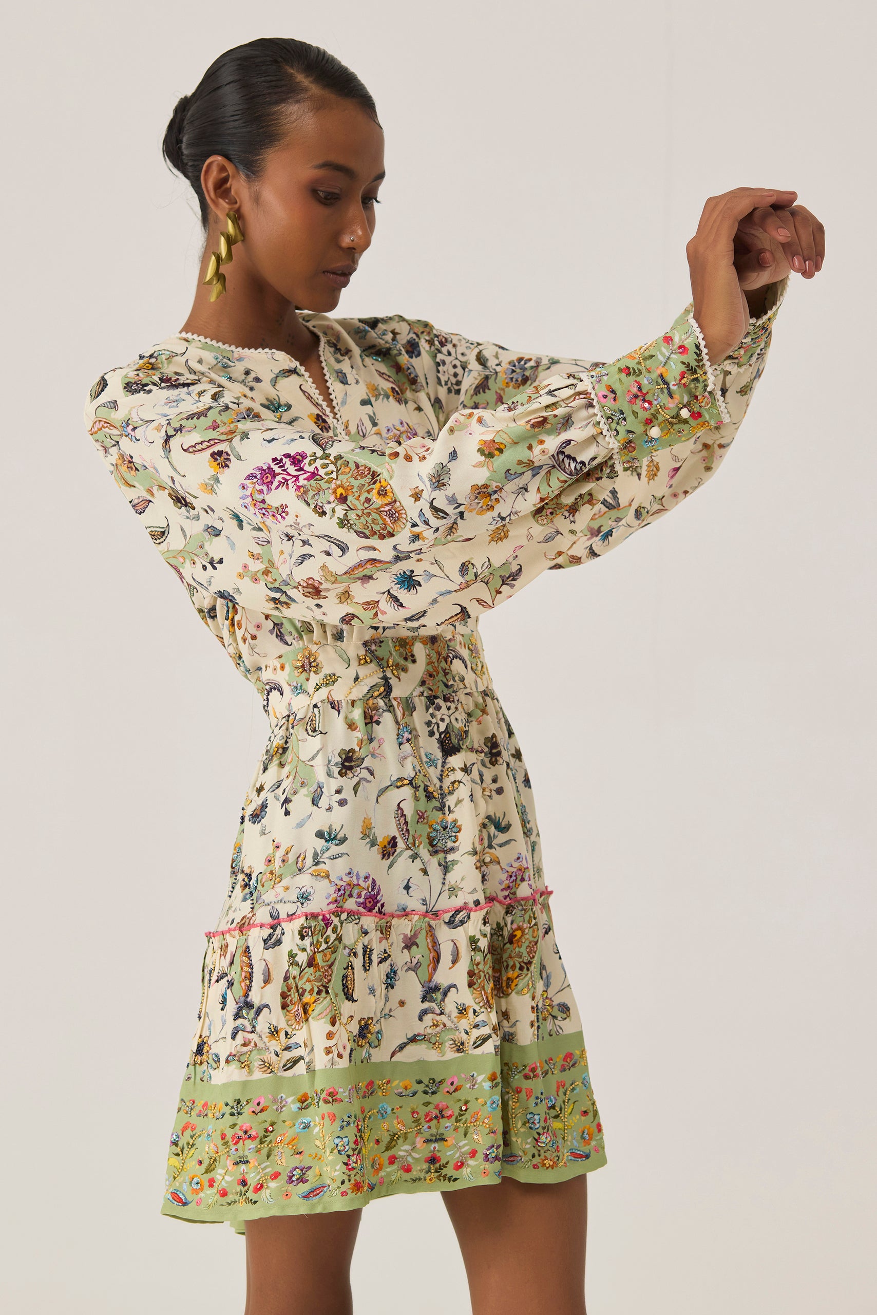 Paisley Parisian Embroidered Dress with Lace