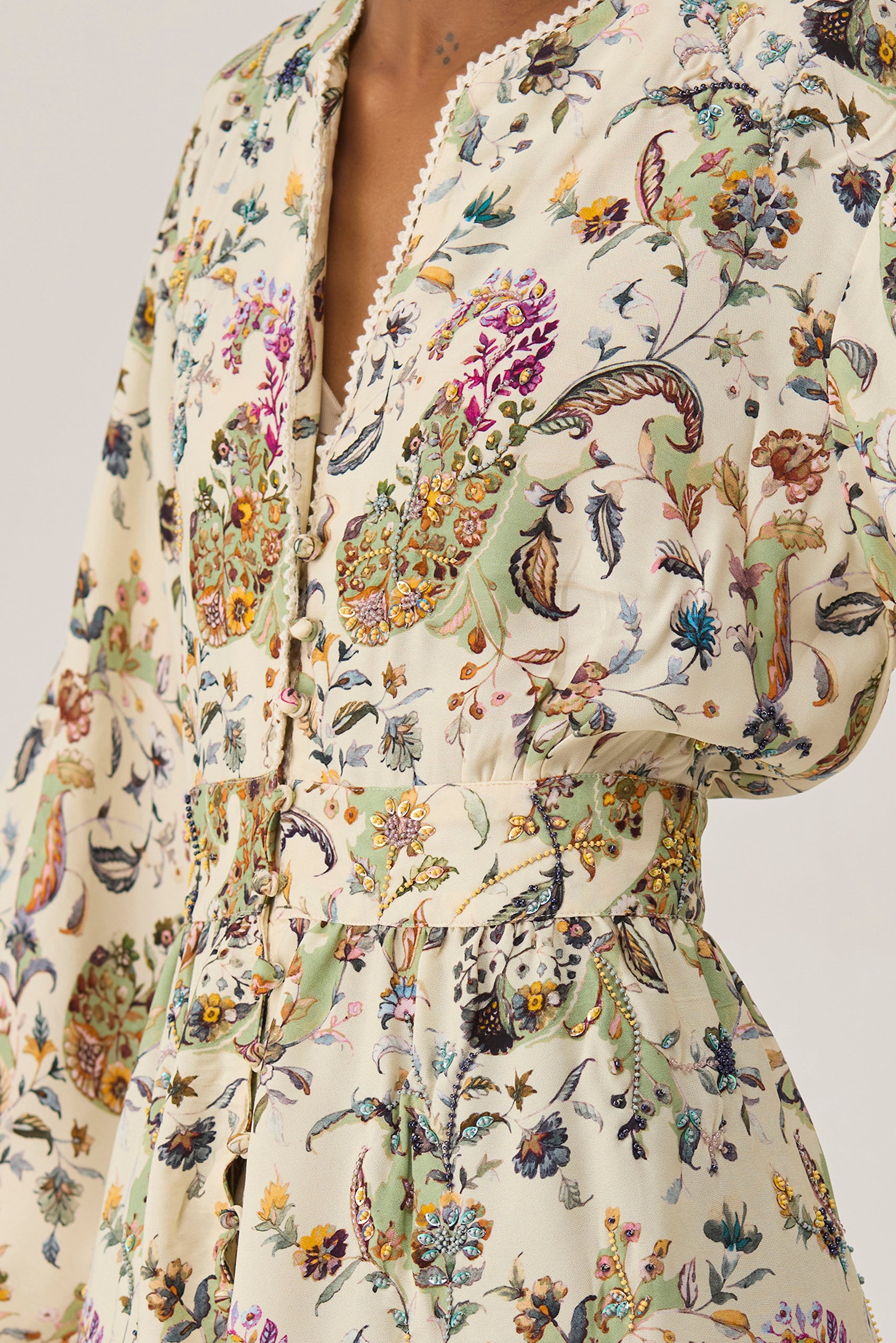 Paisley Parisian Embroidered Dress with Lace