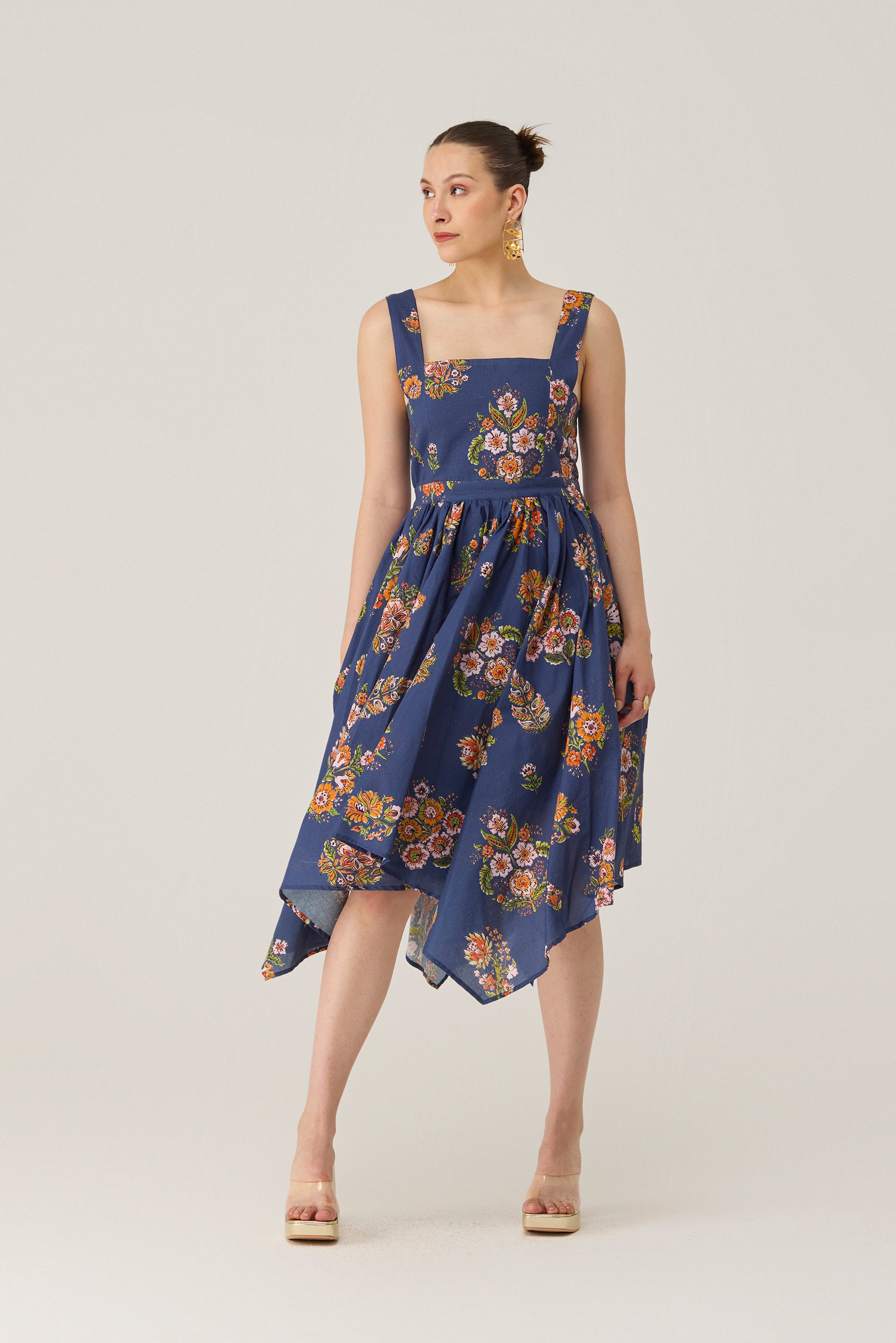 Midnight Floral Asymmetric Dress