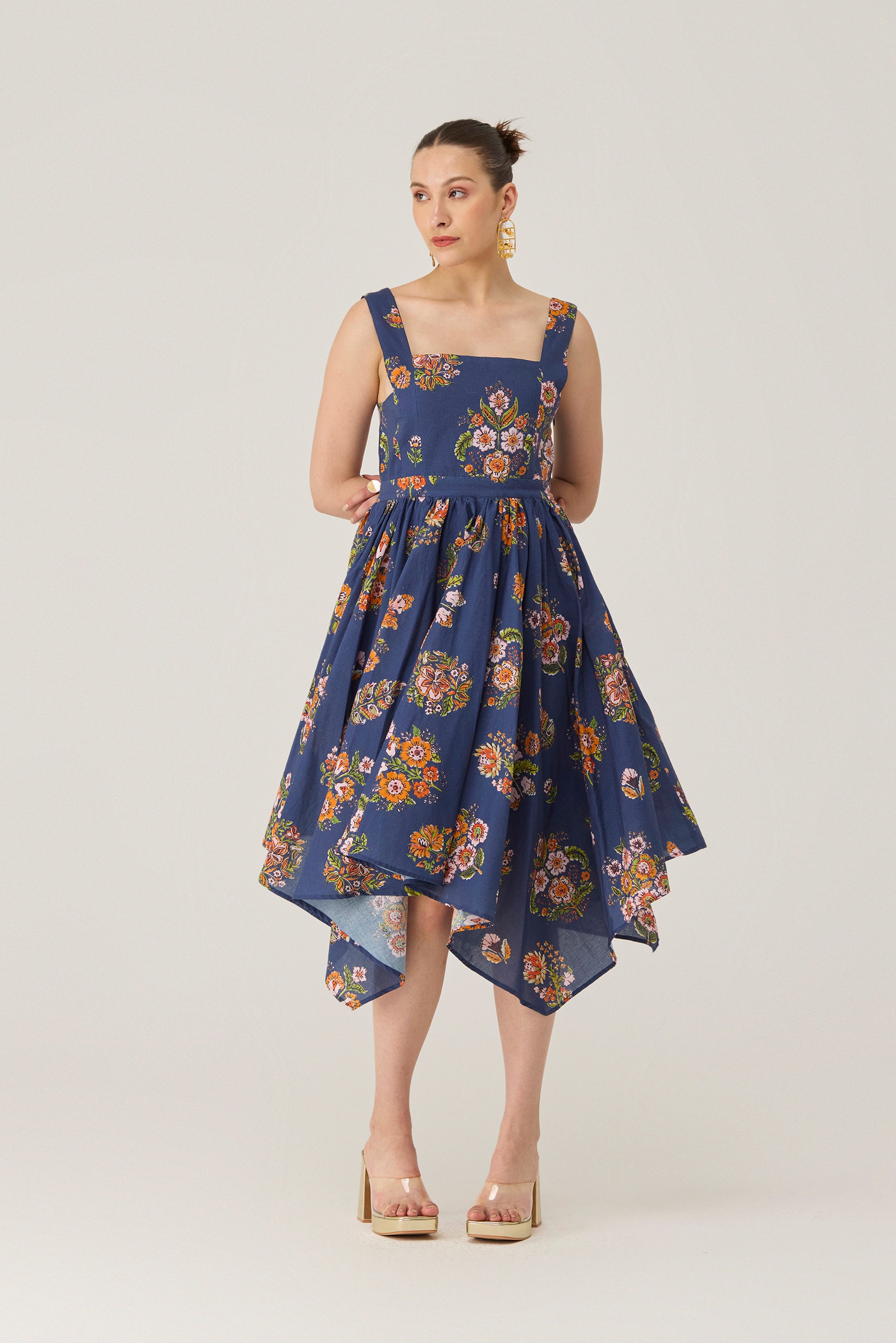 Midnight Floral Asymmetric Dress