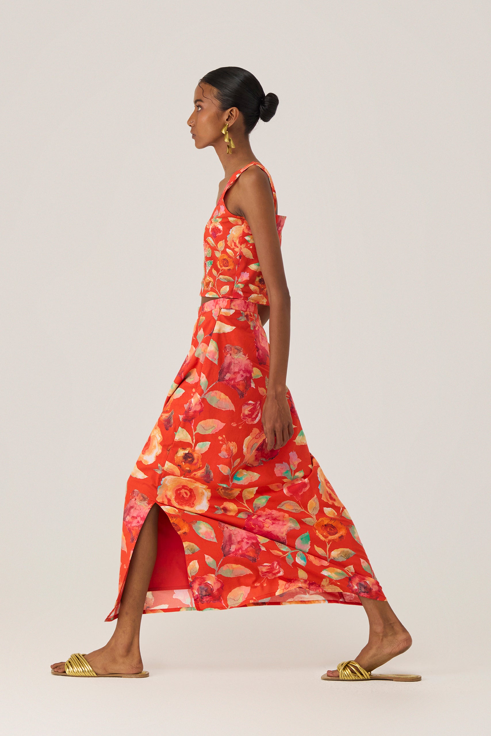 Watercolour Bloom Embroidered Crop Top