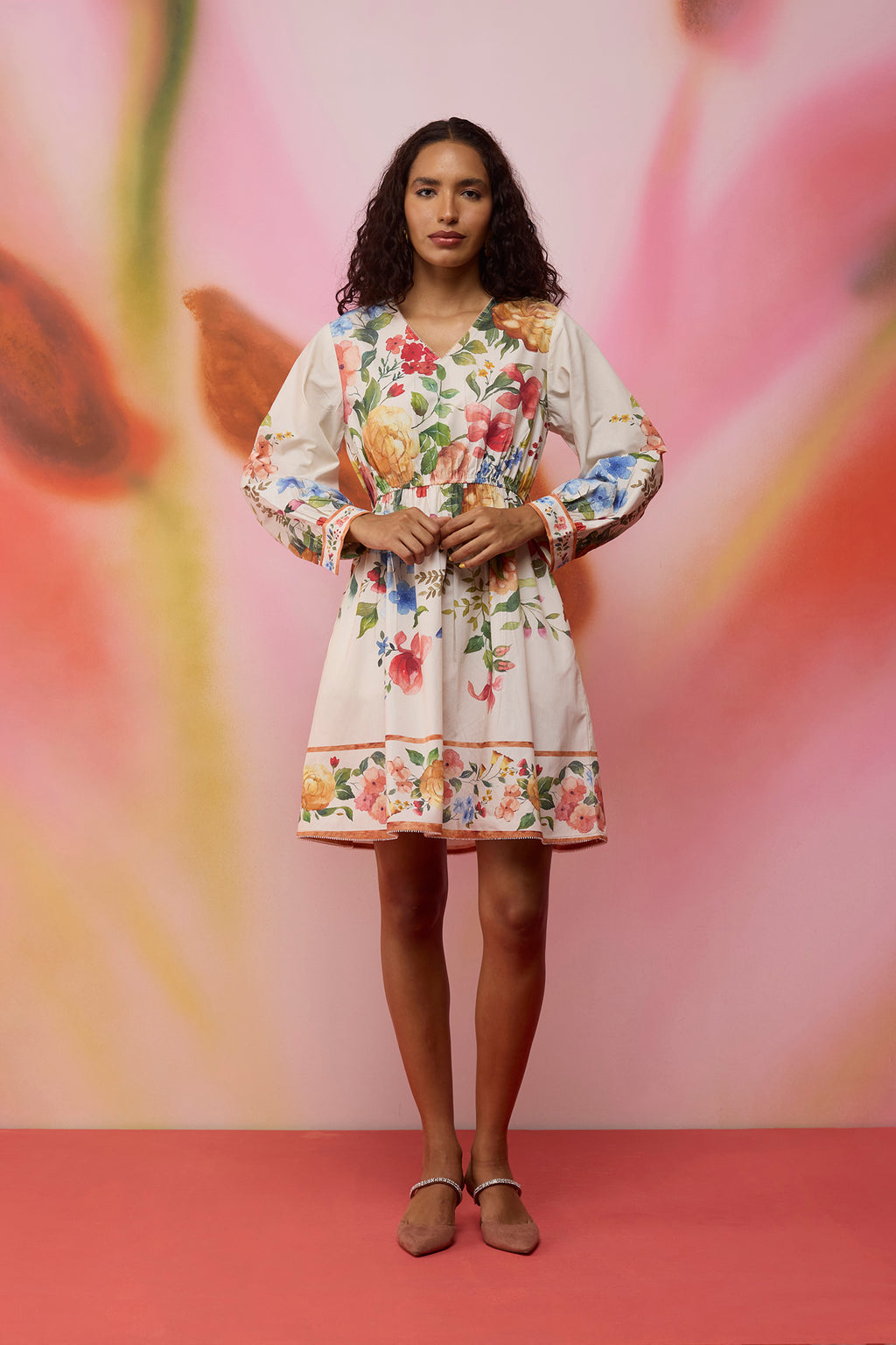 Wildflower Poplin Dress with Border