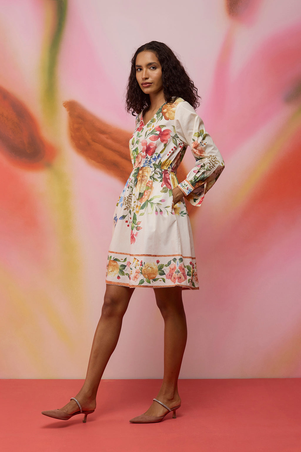 Wildflower Poplin Dress with Border