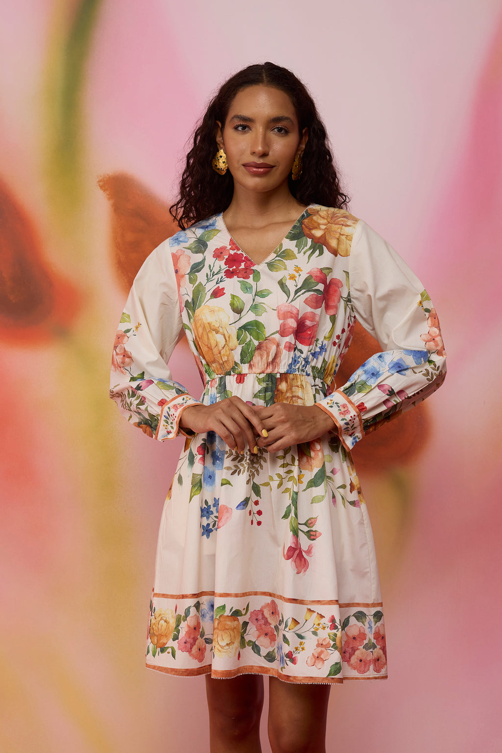 Wildflower Poplin Dress with Border