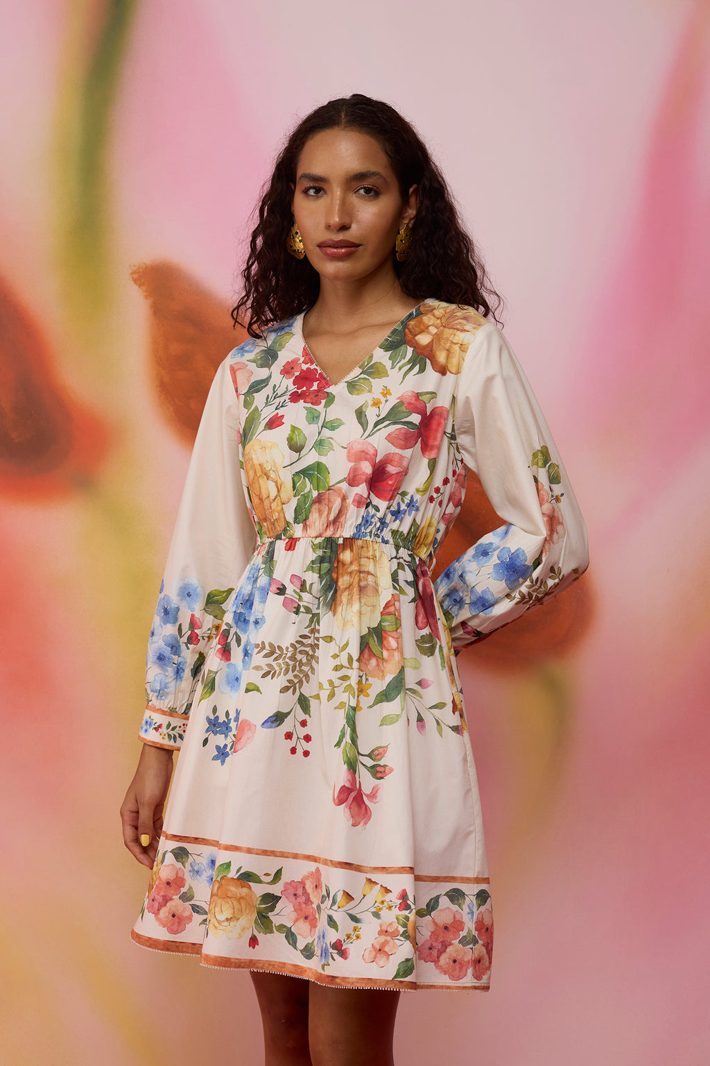 Wildflower Poplin Dress with Border