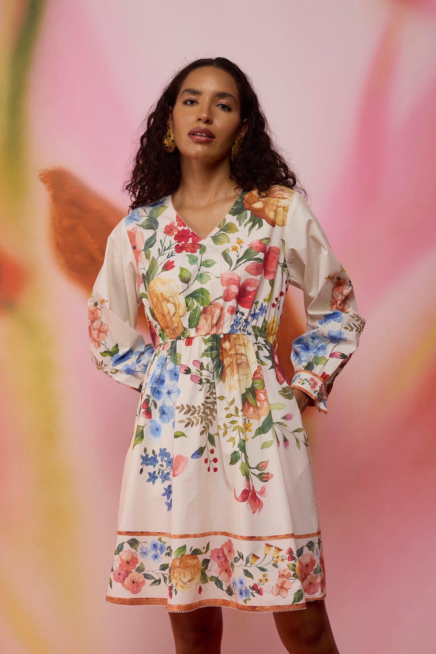Wildflower Poplin Dress with Border