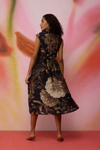 Sepia Blossom Midi Wrap Dress