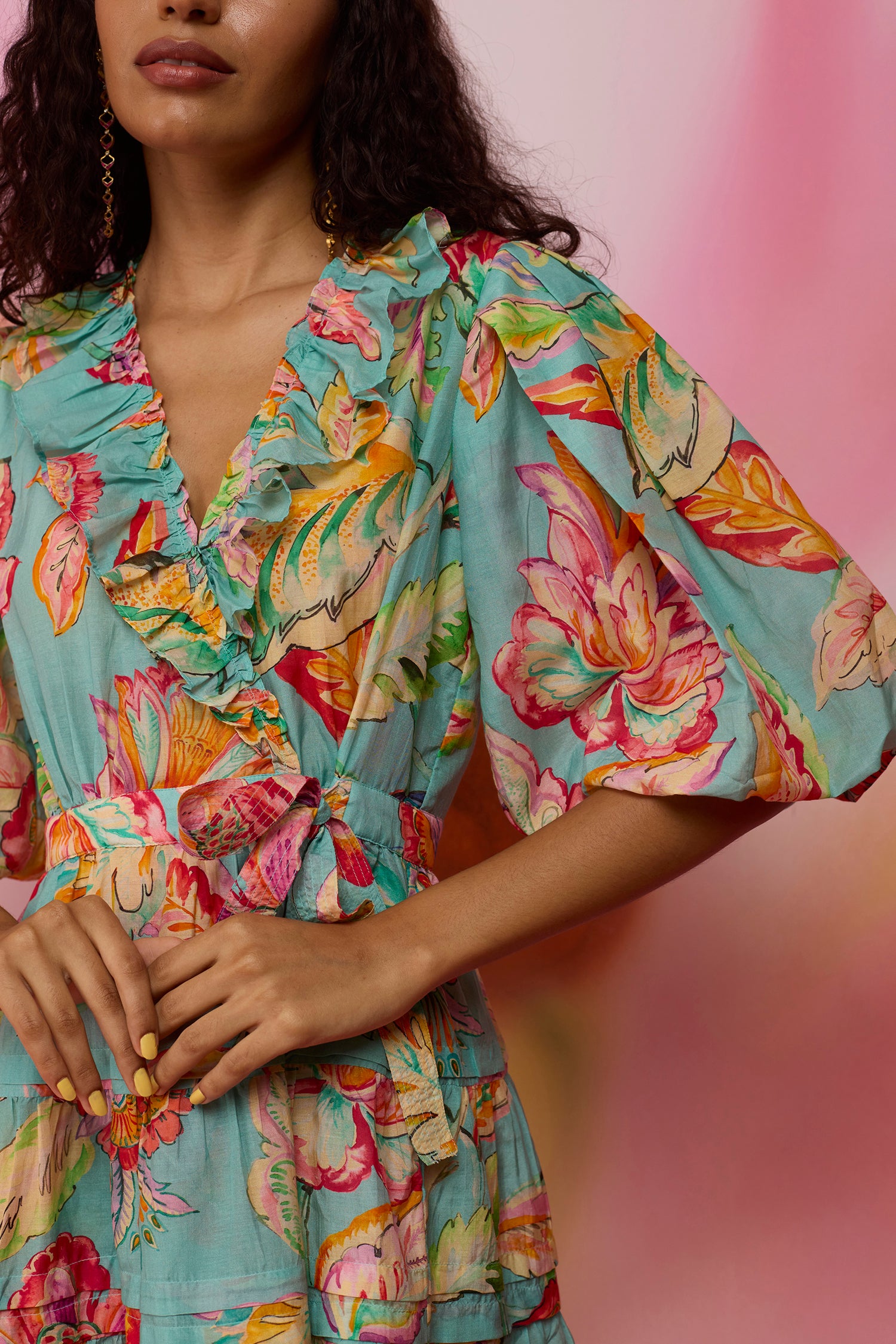 Floral Sky Wrap Dress