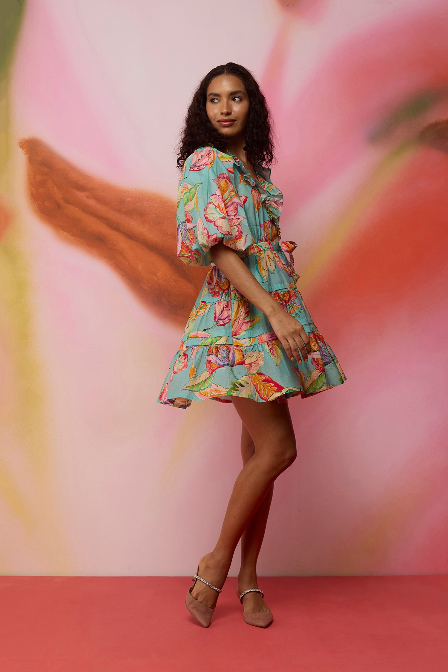 Floral Sky Wrap Dress