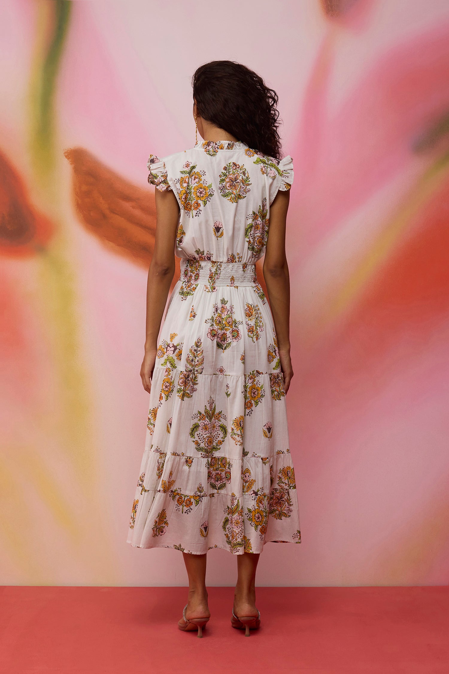 Botanical Bliss Tiered Midi Dress