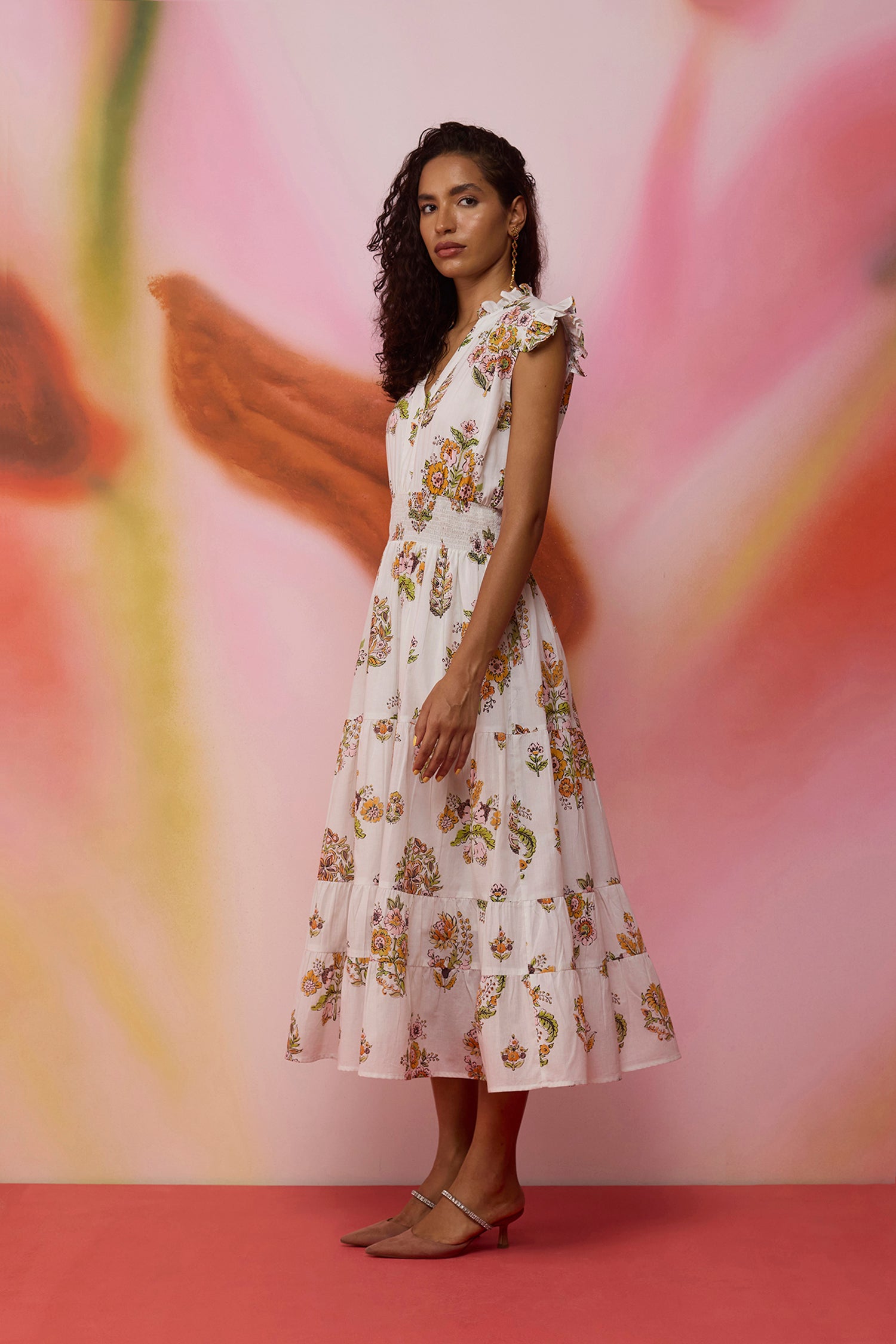 Botanical Bliss Tiered Midi Dress