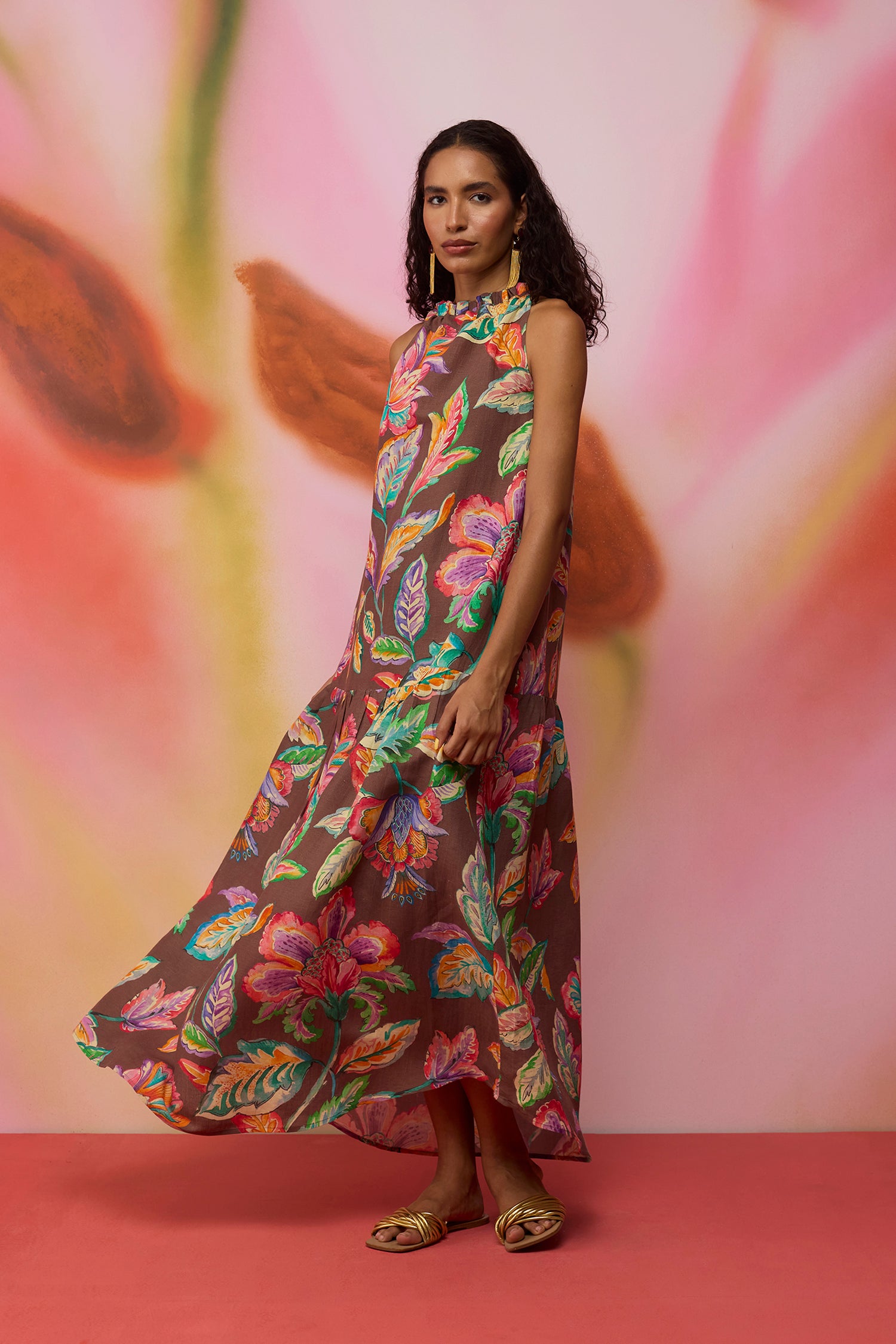 Cocoa Chintz Maxi Dress