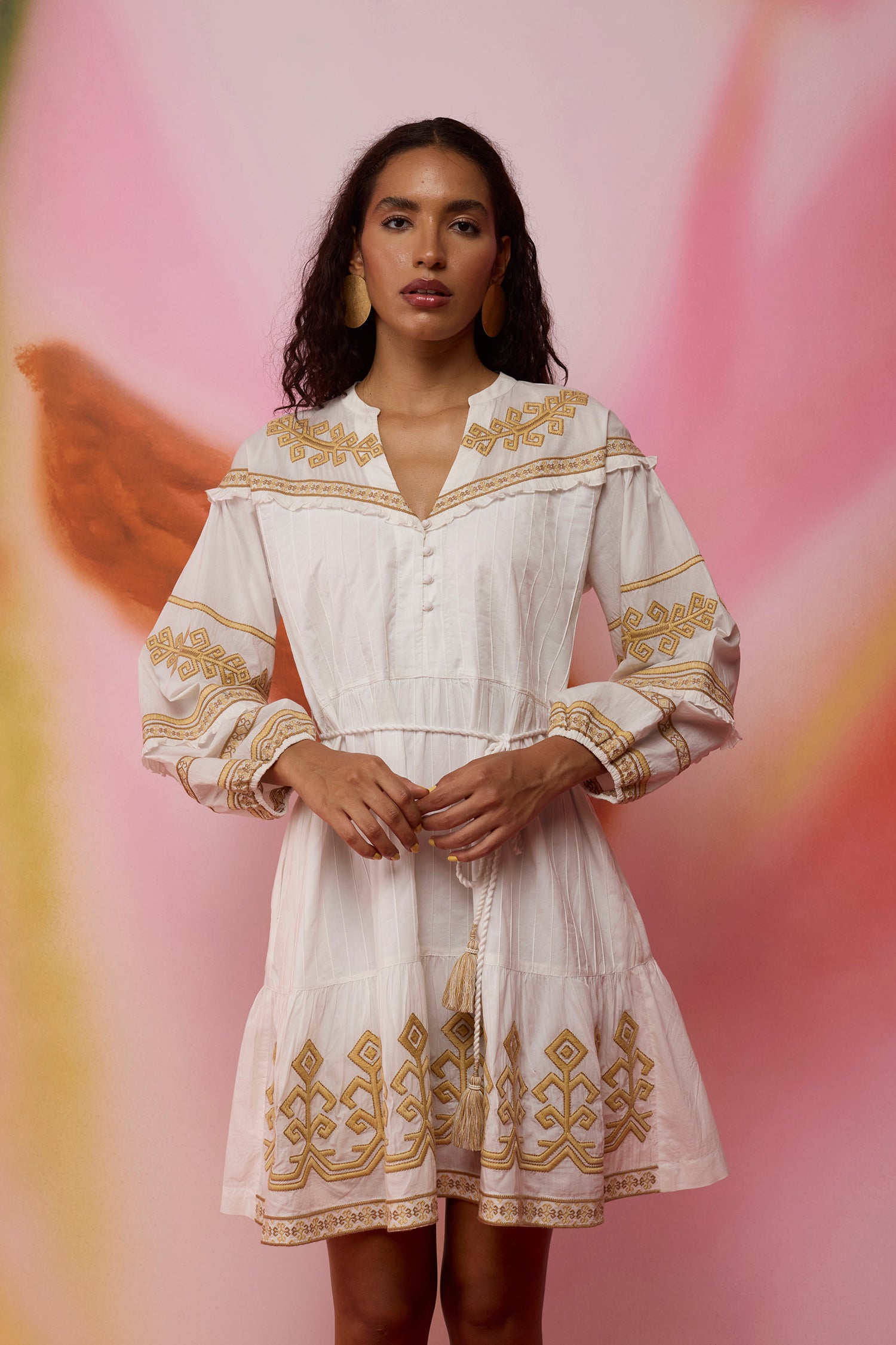 Scattered Stars Indonesian Embroidery Mini Dress