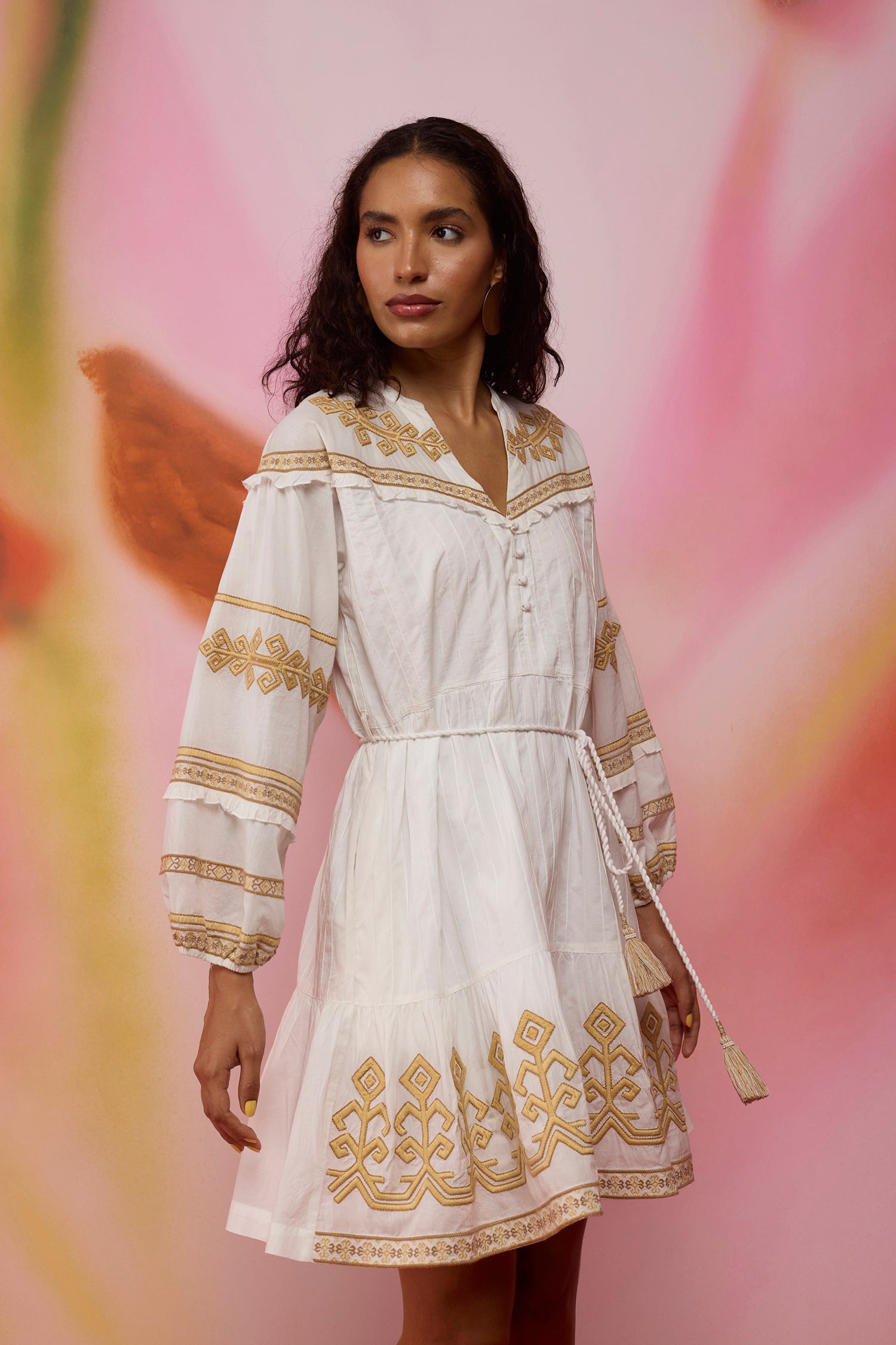 Scattered Stars Indonesian Embroidery Mini Dress