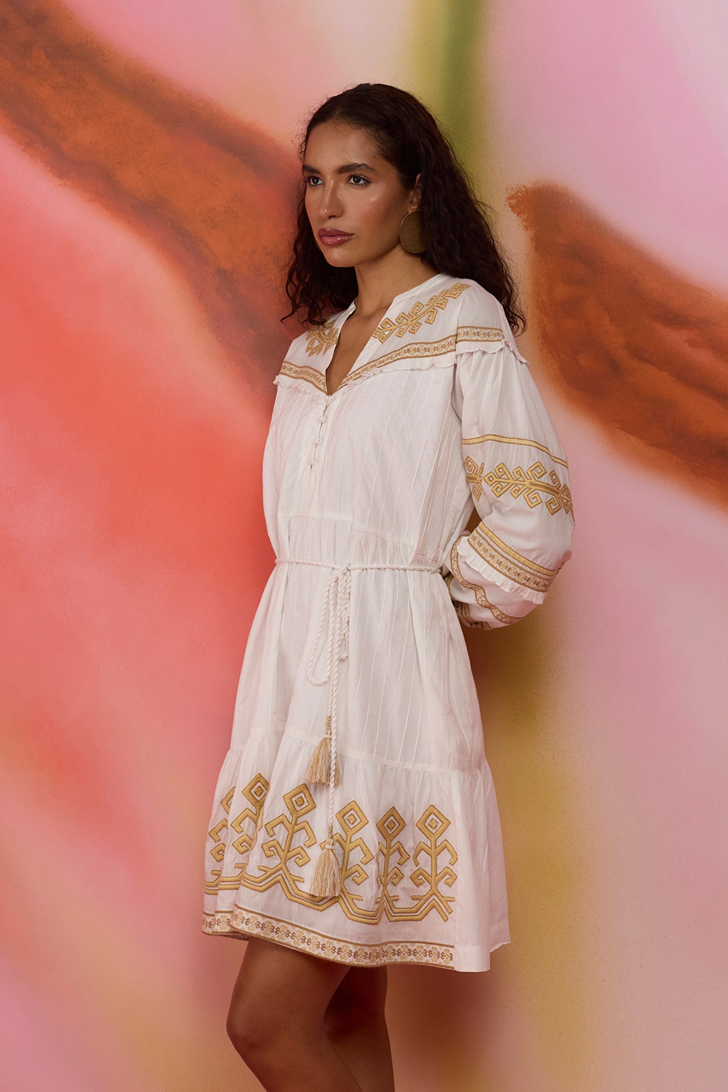 Scattered Stars Indonesian Embroidery Mini Dress