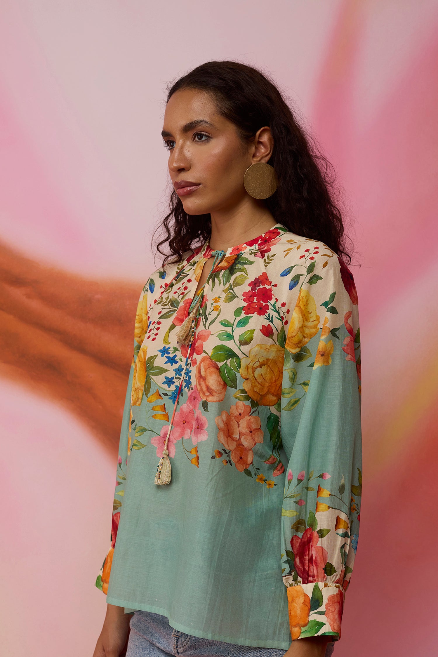 Teal Wildflower Tunic Top