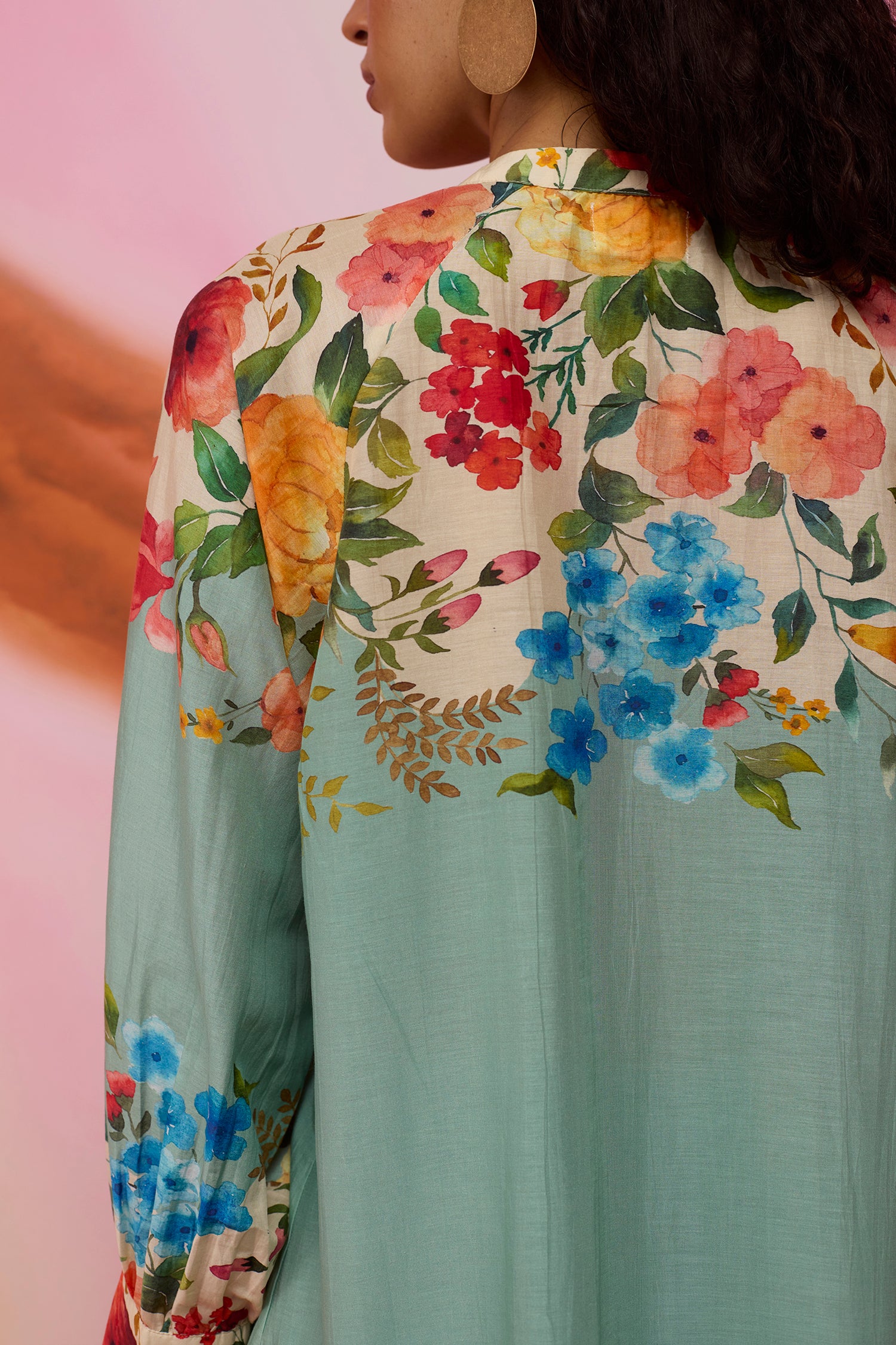 Teal Wildflower Tunic Top