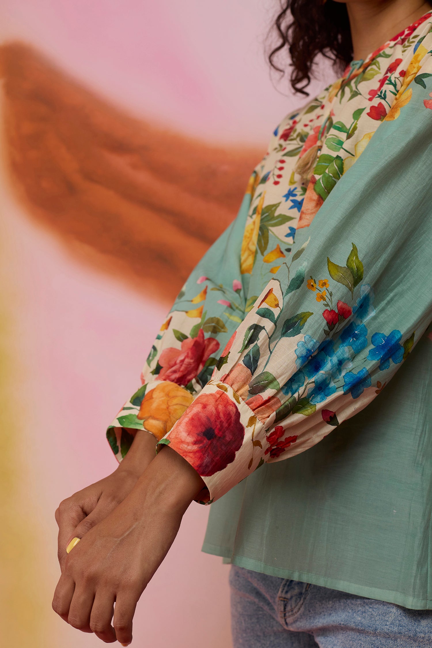 Teal Wildflower Tunic Top