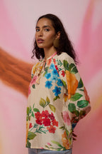 Beige Wildflower Tunic Top