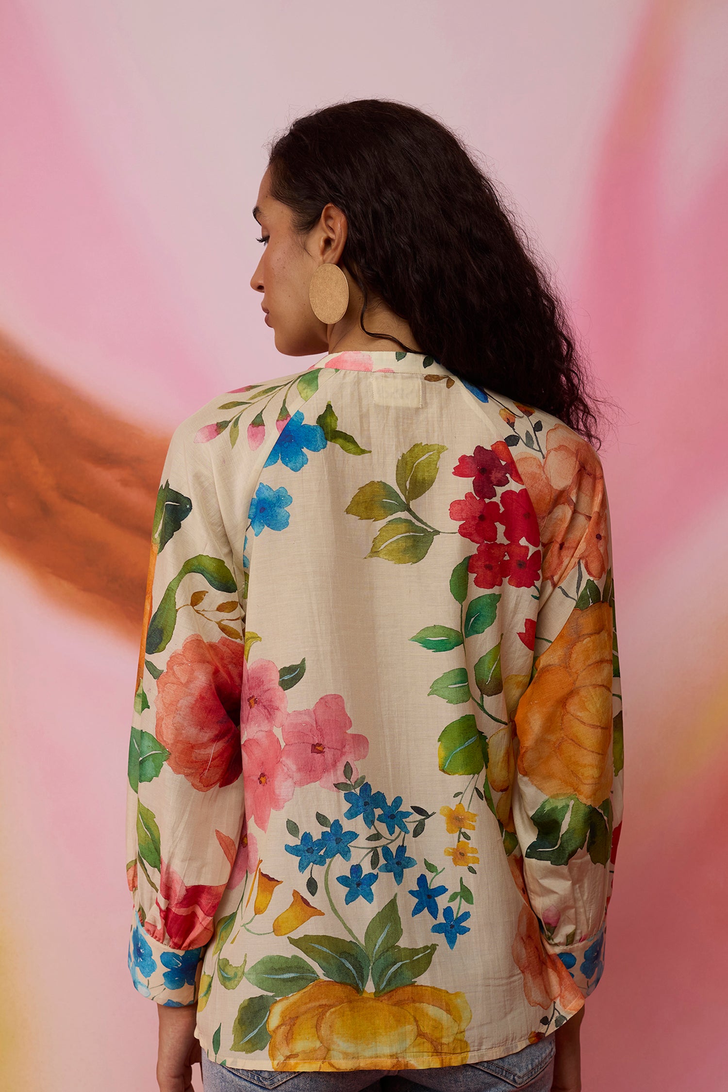 Beige Wildflower Tunic Top