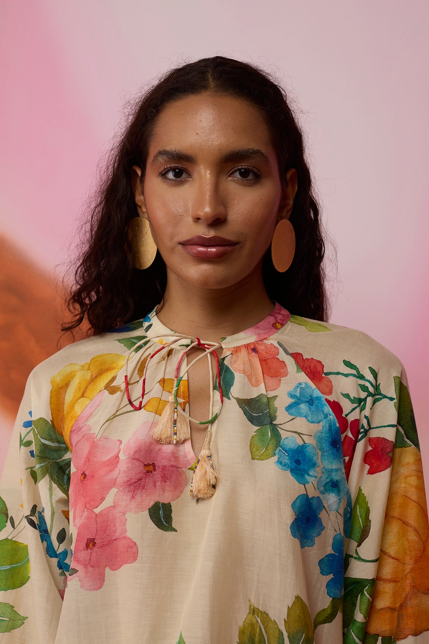 Beige Wildflower Tunic Top