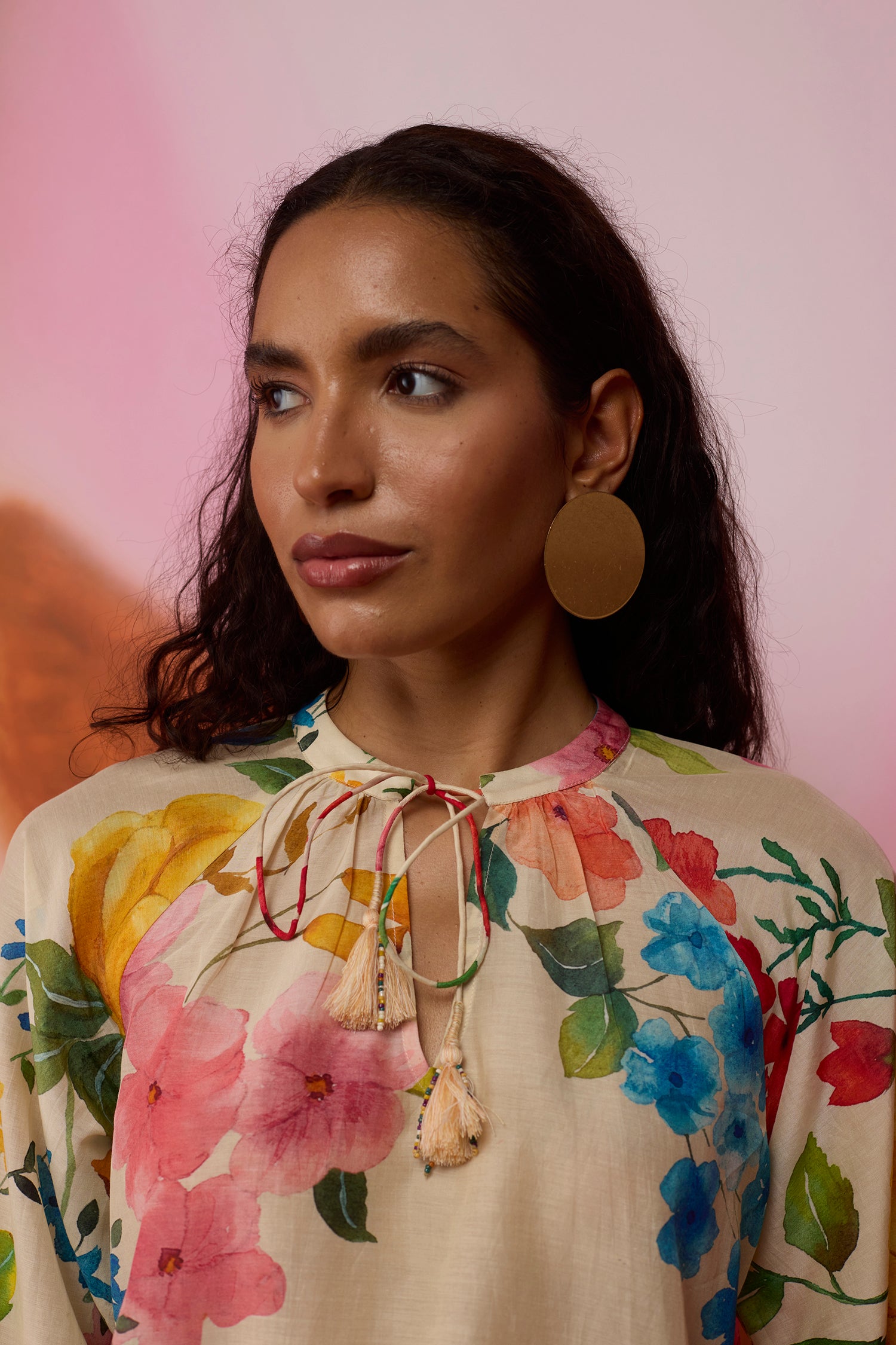 Beige Wildflower Tunic Top