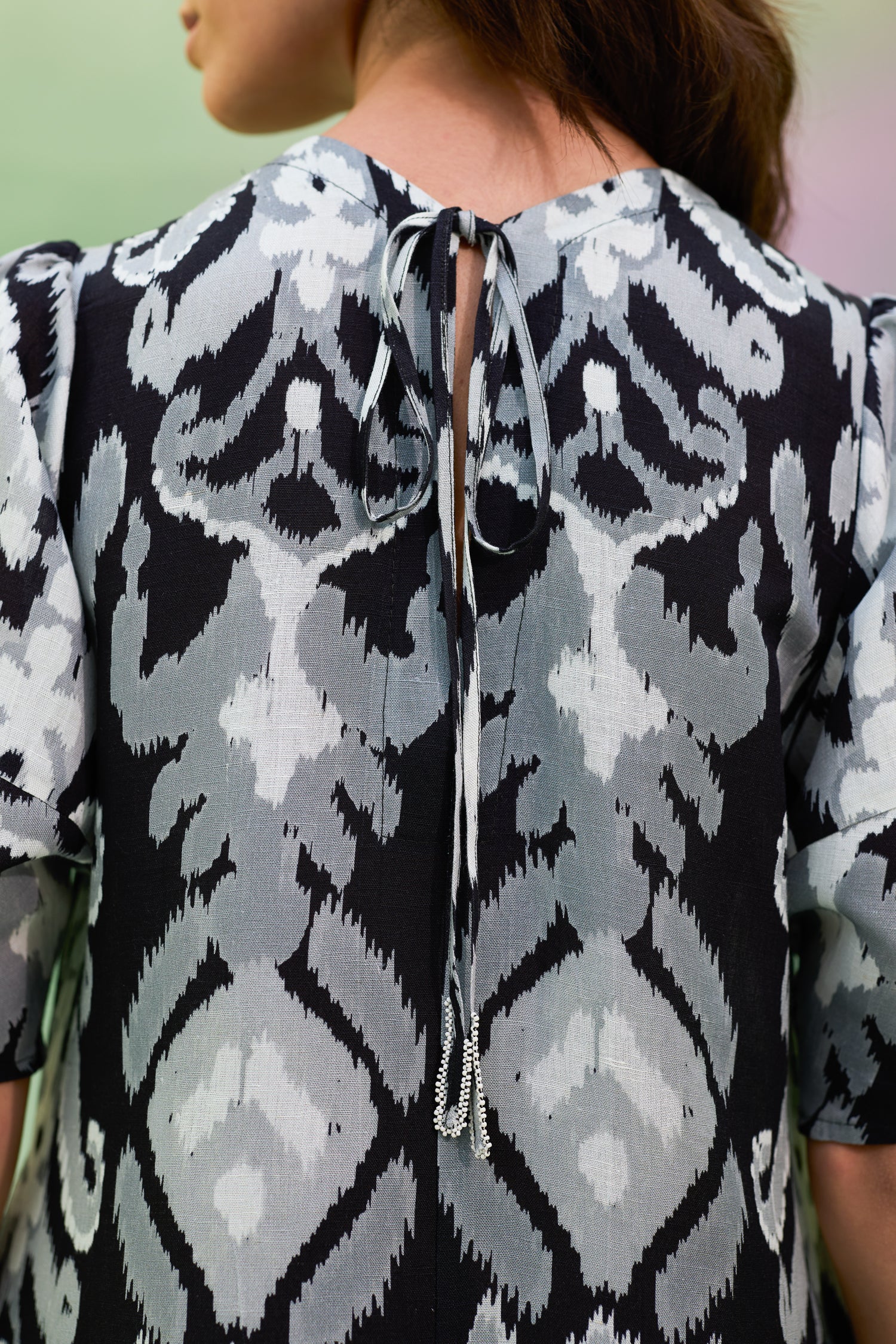 Black Ikat V-Neck Maxi Dress