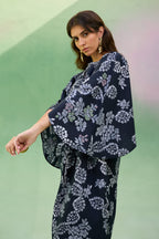 Black Floral Ikat Kaftan Dress