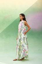 Ivory Floral Ikat Maxi Dress