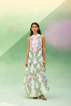 Ivory Floral Ikat Maxi Dress