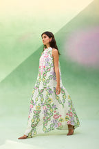 Ivory Floral Ikat Maxi Dress