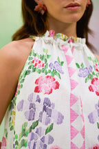 Ivory Floral Ikat Maxi Dress