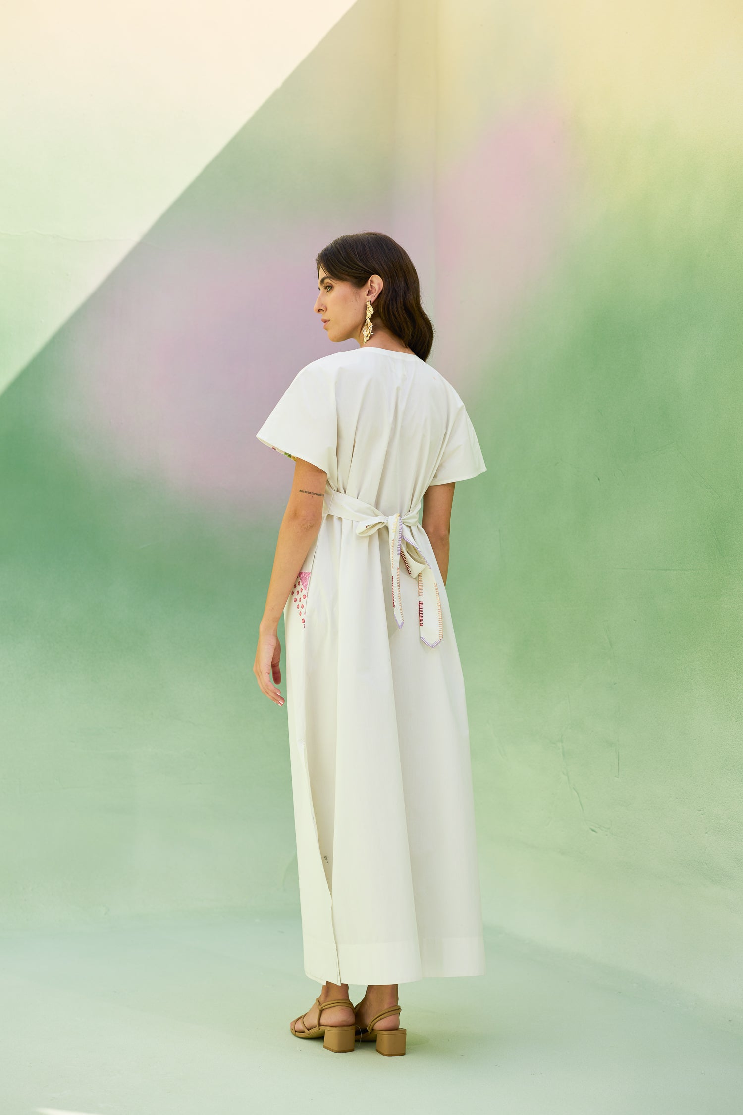 Ivory Floral Ikat Maxi Dress