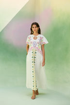 Ivory Floral Ikat Maxi Dress