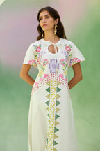 Ivory Floral Ikat Maxi Dress