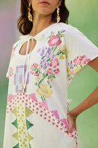 Ivory Floral Ikat Maxi Dress